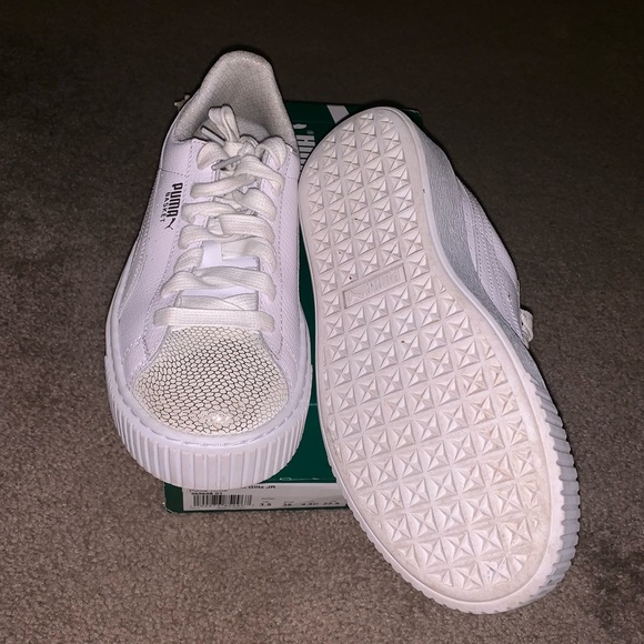 Girls white Basket Platform Glitz Puma Sneaker - Picture 2 of 3